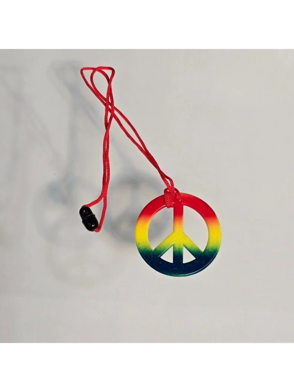 Peace Sign Symbol Rainbow Pendant Necklace Groovy Hippie Hipster